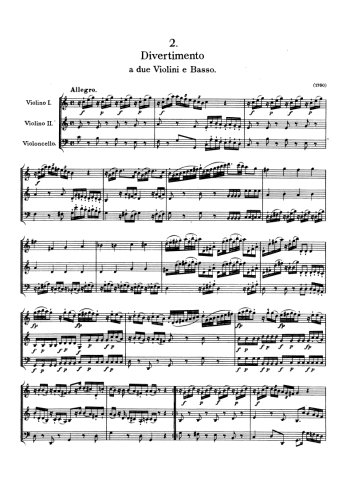 Divertimento N°2 Partitions gratuites